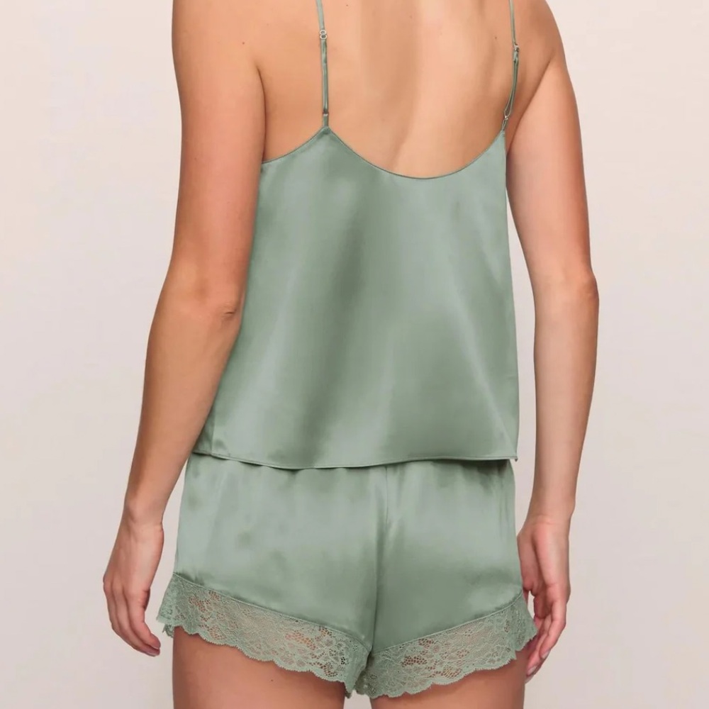 Satin Lace Trim Cami and shorts - small